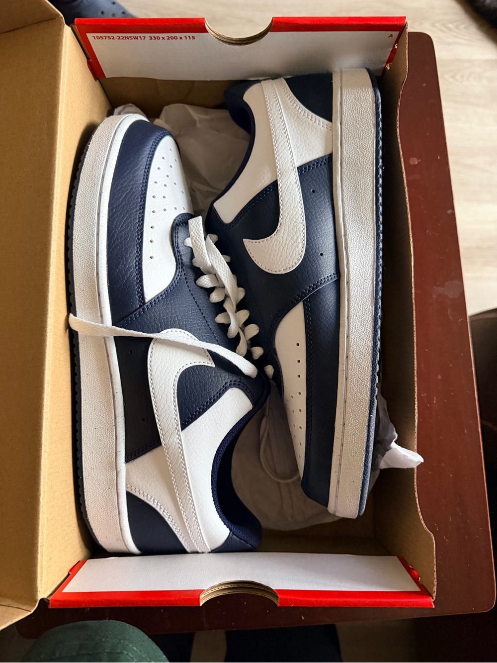 Nike Court Vision Lo in Midnight Navy and White - Picture 6 of 8